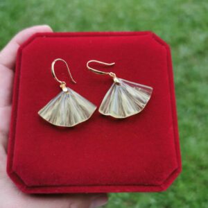 Jade Fan Shape Silver Earrings