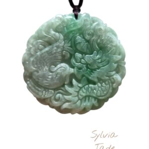 Grade A jadeite dragon & Phenix pendant