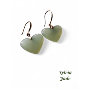 Jade hearts sterling silver earrings